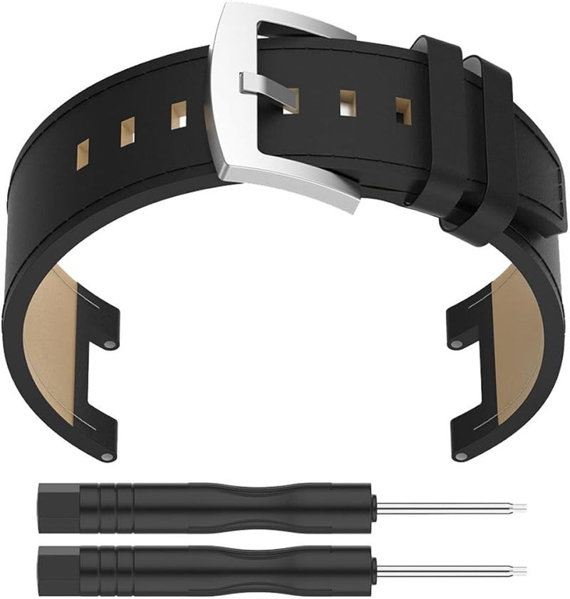Leather Watch Band Compatible with Men Soft Comfortable Replacement Strap Black - Image 1
